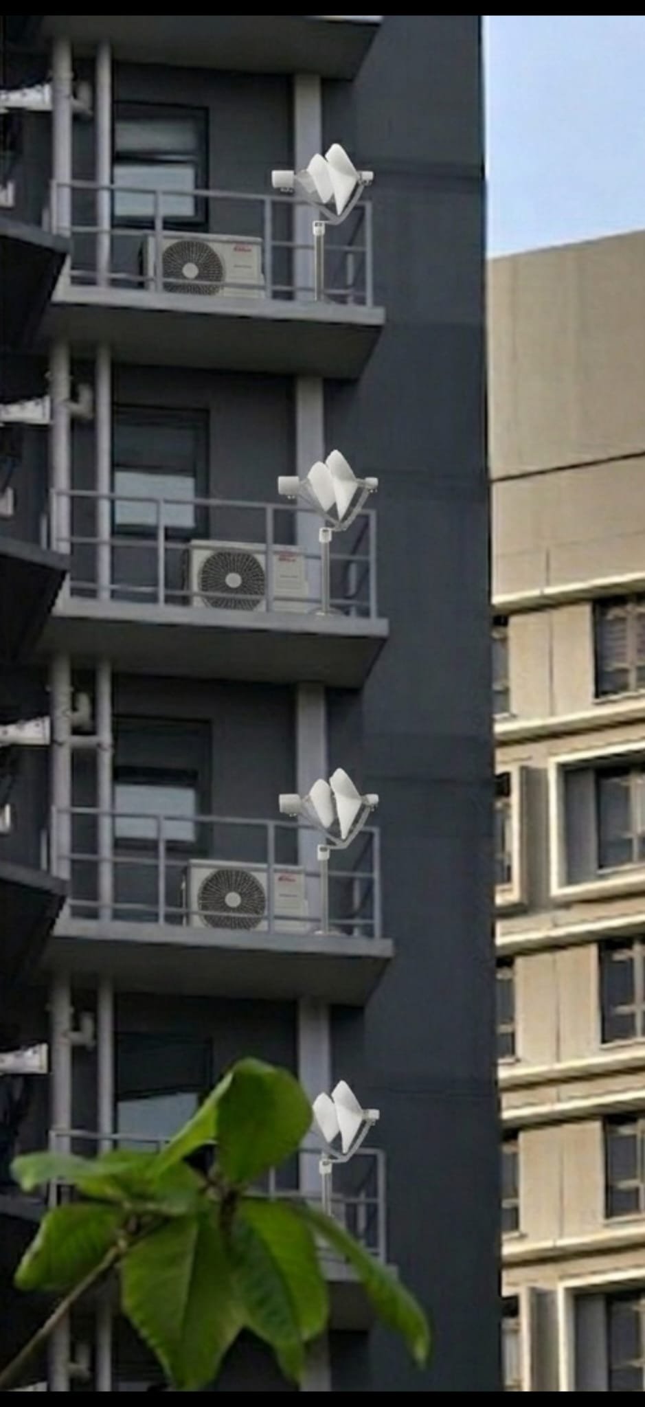 Liam-F1 Model R-1200 Wind Turbine mounted on Singapore High-Rise Balconies