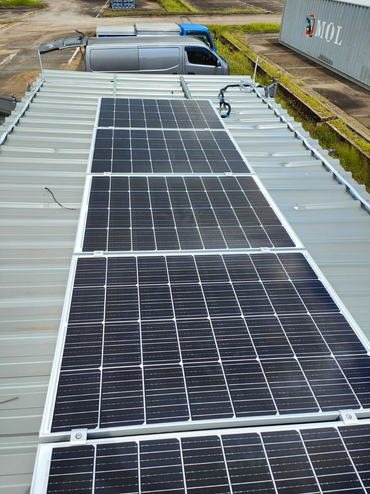 Interior view of the solar generator/inverter system supplying power to the storage containers.