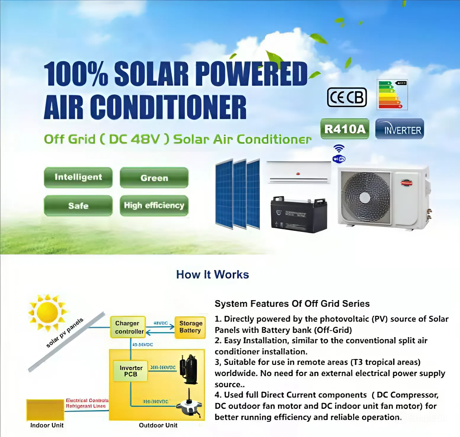 Off-Grid (DC 48V) Solar Air Conditioner